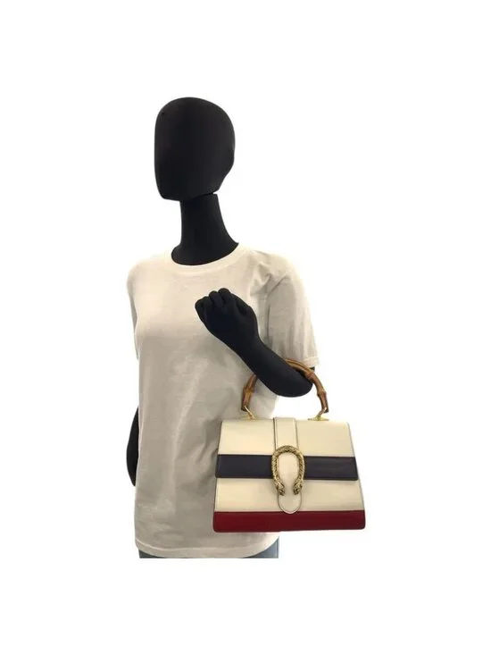Gucci Dionysus Bamboo White Navy Red Leather 2-Way Shoulder Bag - Picture 7 of 9